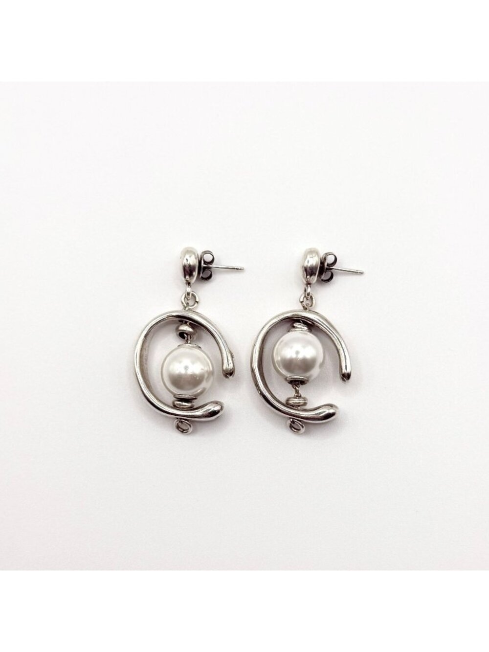 UNOde50 Sterling Silver Clad Metal & Cultivated Pearl Dangle Earrings